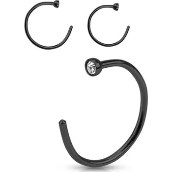 Šperk Šperky4U Černý piercing do ucha/nosu se zirkonem - N0064-10