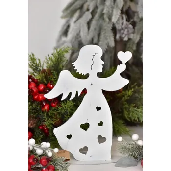 Zahradní dekorace Svícen anděl bílý 27,5 cm (89726)