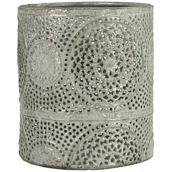 Zahradní dekorace Kovový svícen válec tmavý - S (86196)