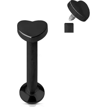 Piercing Šperky4U Piercing do brady - labreta, černé srdíčko - LB1034K-1206