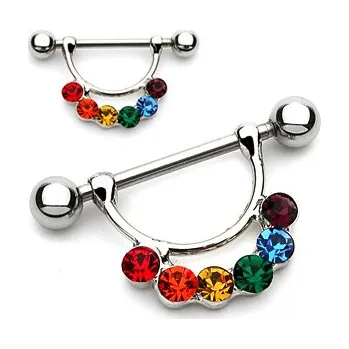 Piercing Šperky4U Piercing do bradavky zdobený barevnými zirkony - BR01018