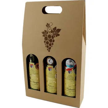 Úložný box Kartónový box na 3 láhve, přírodní s obrázkem T0113