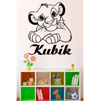 Samolepící dekorace Samolepka na zeď Simba se jménem (dekorace na zeď)