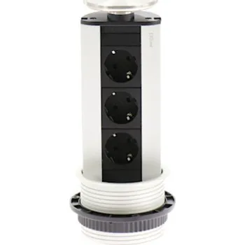 Elektrická zásuvka EVOline zásuvková lišta Port 3× Schuko vyklápěcí kryt, nerez