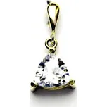 Zlatý přívěsek, žluté i bílé zlato ,čirý zirkon trojhran - P 1281 (zirkon 8x8 mm)