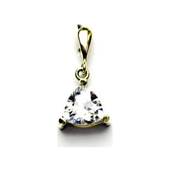 Přívěsek Zlatý přívěsek, žluté i bílé zlato ,čirý zirkon trojhran - P 1281 (zirkon 8x8 mm)