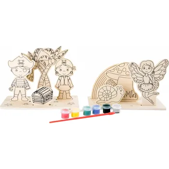 Dřevěná hračka Dřevěný barevný 3D obrázek - Piráti a víly