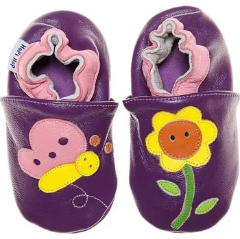 Capáčky Hopi Hop Kožené capáčky - Motýlek a slunečnice Velikost: 2-3 roky