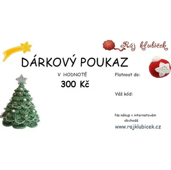 Příze Dárkový poukaz VÁNOČNÍ v hodnotě 300 Kč