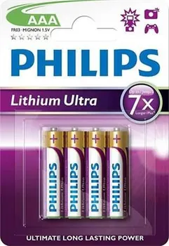 Článková baterie Philips Lithium Ultra FR03 AAA 4 ks