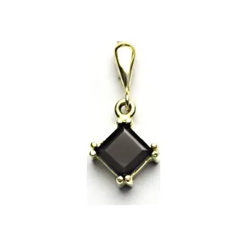Přívěsek Zlatý přívěsek, žluté i bílé zlato, přírodní granát čtyřhran - P 1257/22 (granát 6x6 mm)