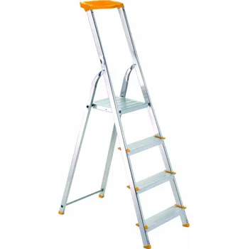 Žebřík Schůdky jednostranné hliníkové s poličkou EUROSTYL 1,52m, 1x4 příček, 1944 ALVE