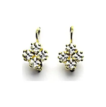 Náušnice Zlaté náušnice, čiré zirkony, žluté i bílé zlato - VE 2