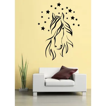 Samolepící dekorace Samolepka na zeď Hlava koně 5 s hvězdičkami (dekorace na zeď)