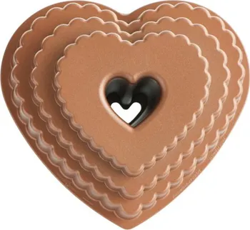 NordicWare Tiered Heart Bundt forma na bábovku 26 x 22,5 x 11,5 cm měděná