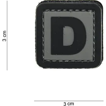 Nášivka Gumová nášivka 101 Inc písmeno D - šedá