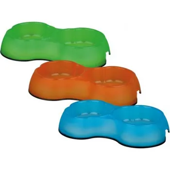 Miska pro psa Trixie Plastová dvojmiska s gumou 2 x 0,3 l /10 cm Varianta kod barva zkr: modrá