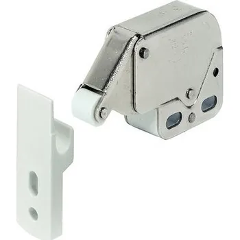 Pružinová západka MINI-LATCH - samostatná západka nikl/bílá