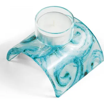 Svícen Skleněný svícen na čajovou svíčku tyrkysový