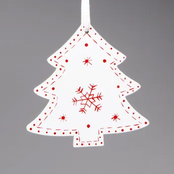 Vánoční dekorace Stromek závěs dřevo 7cm bílá (YQ602003)