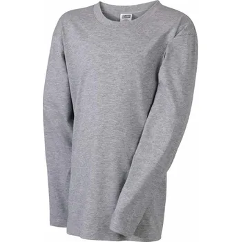 Chlapecké tričko James & Nicholson Dětské tričko s dlouhými rukávy Šedý melír XL