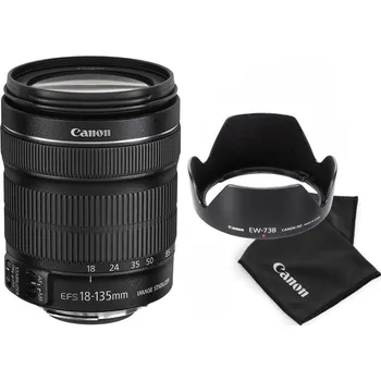 Objektiv Canon EF-S 18-135 mm f/3.5-5.6 IS STM + EW73B + LC kit černý