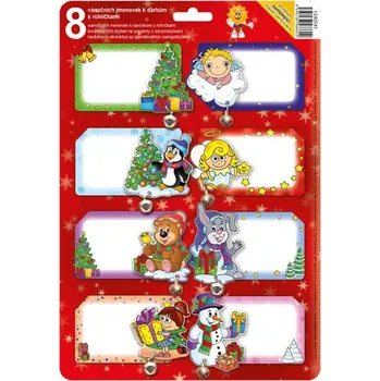 MFP jmenovky na dárky vánoční s rolničkou 8 ks Dárková visačka MFP jmenovky na dárky vánoční s rolničkou 8 ks