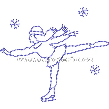 C012 - krasobruslařka nažehlovací potisk z hot-fix kamenů, rozměry cca 19,3x16,8cm barva: kameny barva 101 Crystal /stříbrná