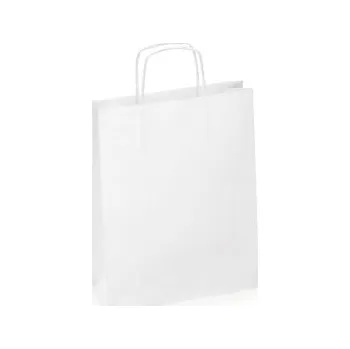 Dárková taška Bílé papírové tašky s papírovým motouzem 320x390x170mm | RAJA - Balení po 1 ks