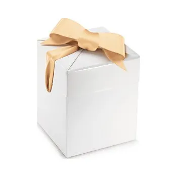 Skládací box se saténovou mašlí, bílý - Balení po 1 ks