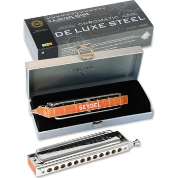 Foukací harmonika De Luxe STEEL - D