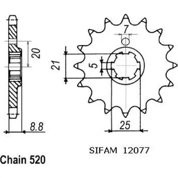 Řetězová sada pro motocykl Sifam Přední řetězové kolečko Cagiva – Husqarna