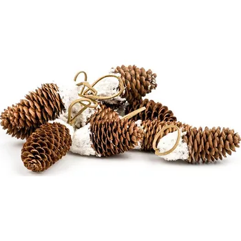 umělá květina Šiška závěsná smrková - posněžená - 1 ks