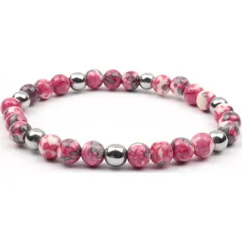 Náramek Moni - dámský náramek nefrit oceánský růžovo-šedý