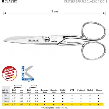 Krejčovské nůžky Nůžky KRETZER SPIRALE CLASSIC 112018