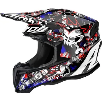 Helma na motorku Airoh Twist Punk bílá/černá/červená/modrá