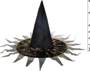 Karnevalová maska MFP klobouk čarodějnický M03 černozlatý 40 x 36 cm
