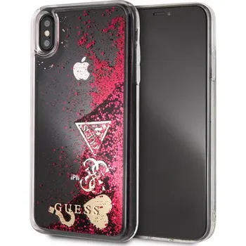 Pouzdro na mobilní telefon Guess Glitter Case Hearts Raspberry pro iPhone XS Max malinové