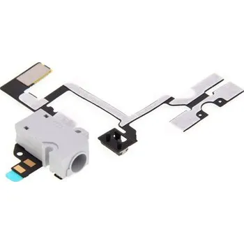 Flex kabel s audio jackem konektorem, přepínačem mute a ovládáním volume pro Apple iPhone 4 - bílý - kvalita A+