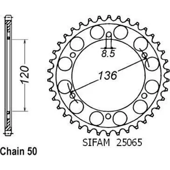 Řetězová sada pro motocykl Sifam Rozeta pro Yamaha 25065CZ38