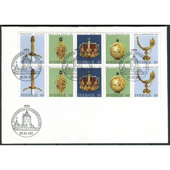 Poštovní známka Švédská pošta (1971) FDC 723 - 727 - Švédsko - Říšské klenoty
