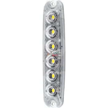 Maják LED přední blikačka svislá vertikální 12V/24V 6 LED diod se žlutým světlem