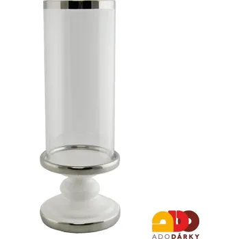Svícen Svícen na nožce 18 cm (Porcelánový svícen se skleněným cylindrem)