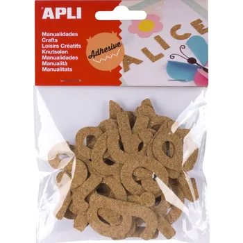 APLI samolepicí písmena korek 3-6 cm, mix barev - 52 ks