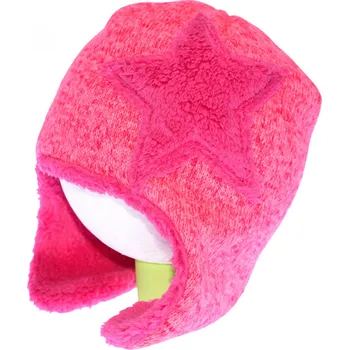 Čepice růžová svetrovinová ušanka s hvězdičkou