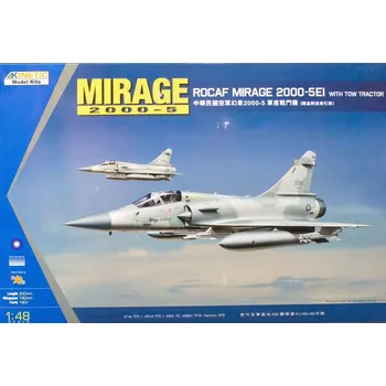 Plastikový model Kinetic 1/48 Mirage 2000-5 ROCAF Mirage 2000-5EI WITH TOW TRACTOR