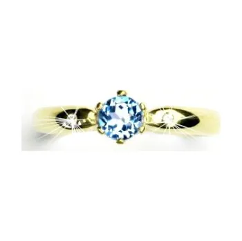 Prsten Zlatý prsten s brilianty, přírodní topaz sky, žluté zlato, VLZDR048