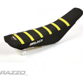 Moto sedlo Potah sedla BudRacing Seat Cover FullTraction Husqvarna TC/FC 19-22 TE/FE 20-23 Black Yellow Stripes
