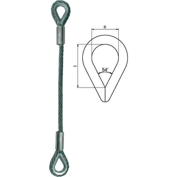 Železářství Lano s očnicemi zinkované AS-05-KK, průměr lanka Ø 5mm, Délka vazáku 1m