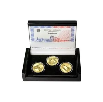 ŽĎÁKOVSKÝ MOST – návrhy mince 5000 Kč sada tří Au medailí 1/2 Oz Proof